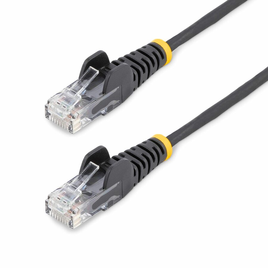 StarTech 25ft Black Slim CAT6 Ethernet Cable, Slim Snagless RJ45, UTP, LSZH, 28AWG Bare Copper, Slim Network Patch Cord