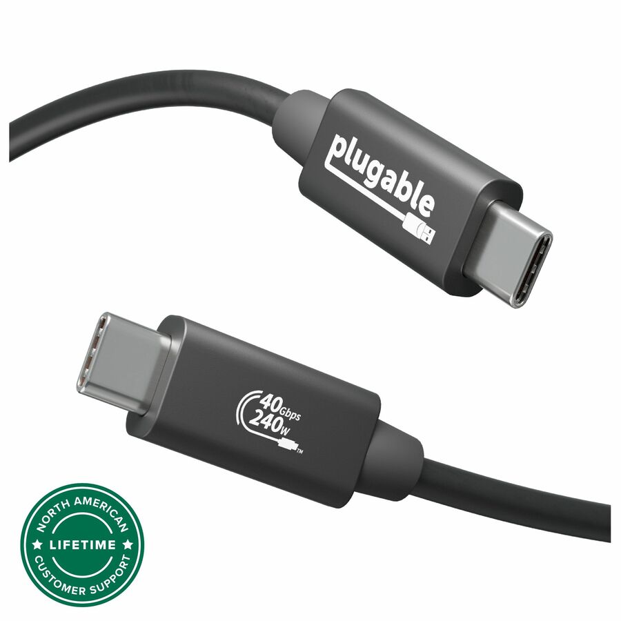 Plugable USB4 Cable with 240W Charging, 3.3 Feet (1M), USB-IF Certified