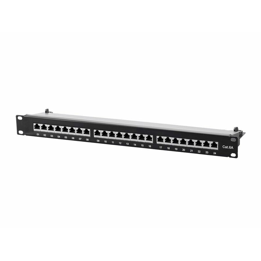 Monoprice Entegrade Series Cat6A 19in 1U Patch Panel, Shielded, 24-port Dual IDC