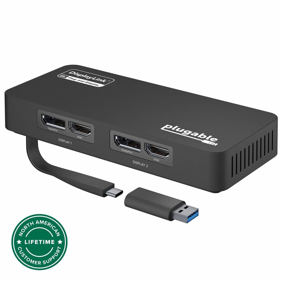 Plugable 4K DisplayPort and HDMI Dual Monitor Adapter for USB 3.0 and USB-C