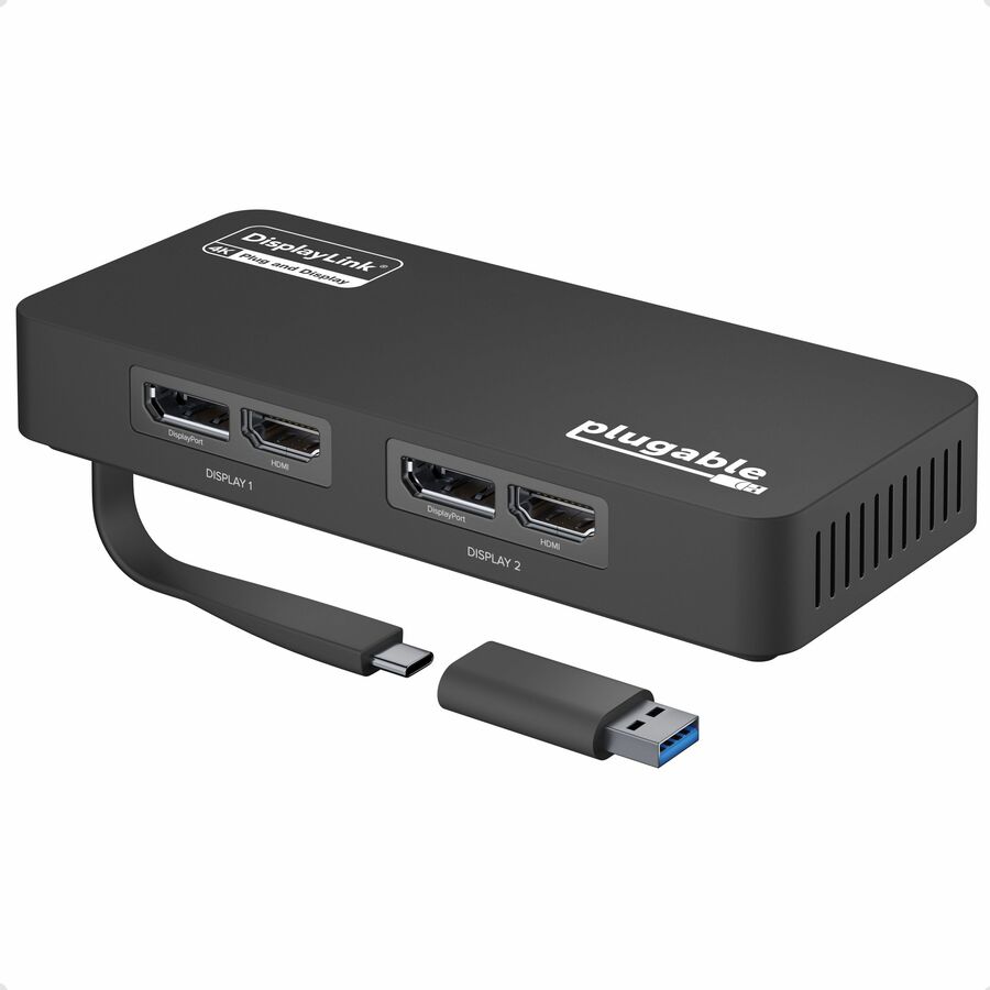 Plugable 4K DisplayPort and HDMI Dual Monitor Adapter for USB 3.0 and USB-C