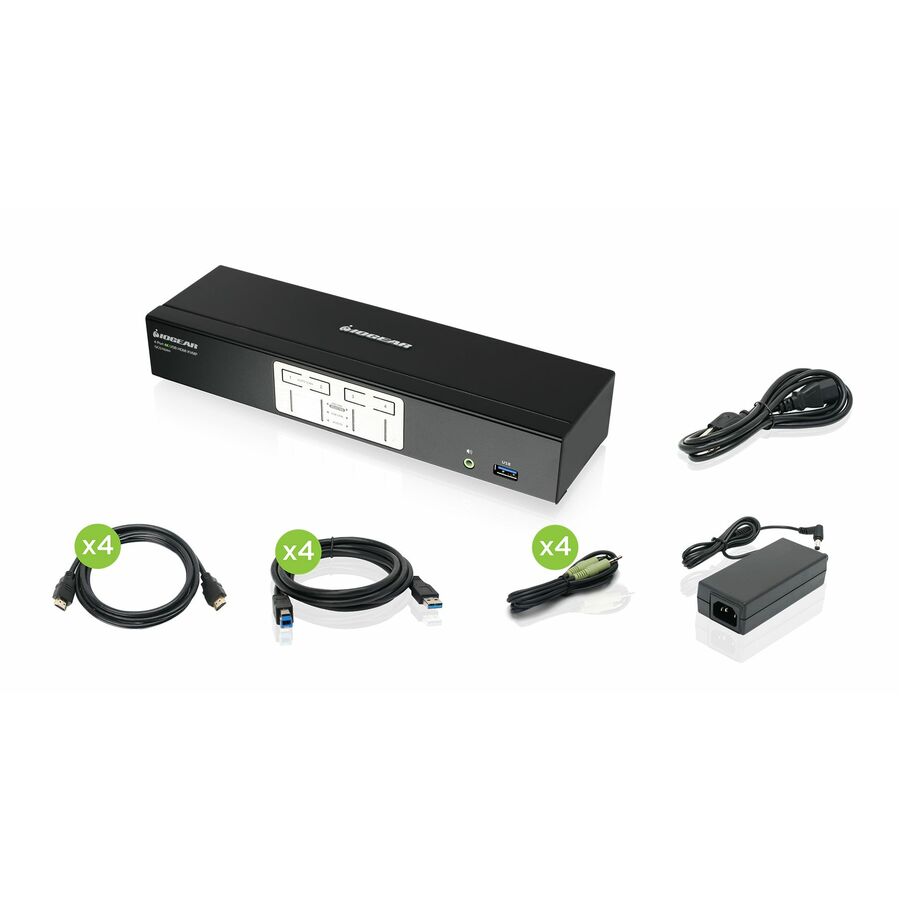 IOGEAR 4-Port 4K KVMP Switch with HDMI Connection, USB 3.0 Hub, and Audio (TAA)