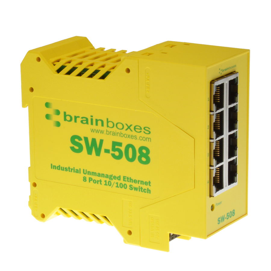 Brainboxes Industrial Ethernet 8 Port Switch DIN Rail Mountable