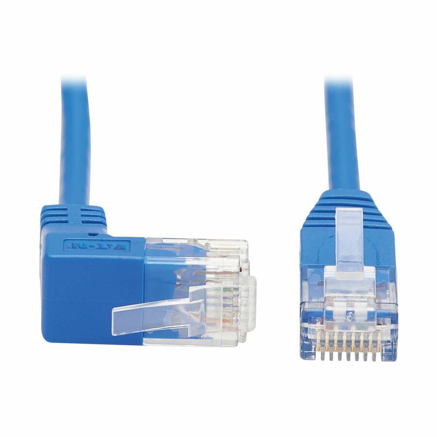 Eaton Tripp Lite Series Up-Angle Cat6 Gigabit Molded Slim UTP Ethernet Cable (RJ45 Right-Angle Up M to RJ45 M), Blue, 2 ft. (0.61 m)