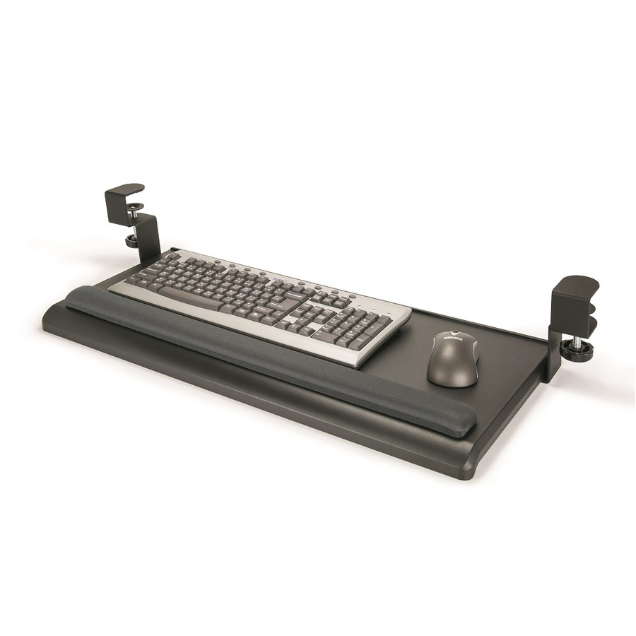 EXTRA-WIDE DESK CLAMP KEYBOARD TRAY WITH GEL WRIST REST