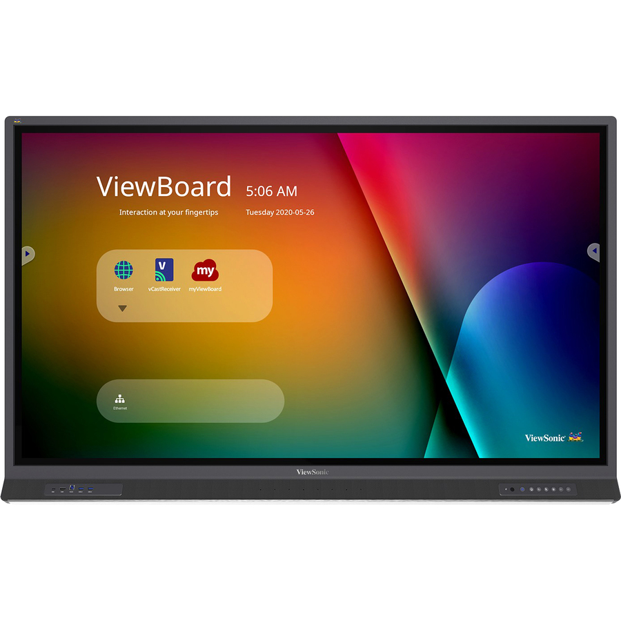 ViewSonic IFP6552 65 Inch ViewBoard 4K Interactive Flat Panel Display with 33-Point Touch, Integrated Microphone and HDMI, VGA, RJ45, 60W Powered USB-C Connectivity - ViewBoard IFP6552 - 4K UHD Interactive Display with Integrated Software, 60W USB C, RJ45 - 400 cd/m2 - 65"