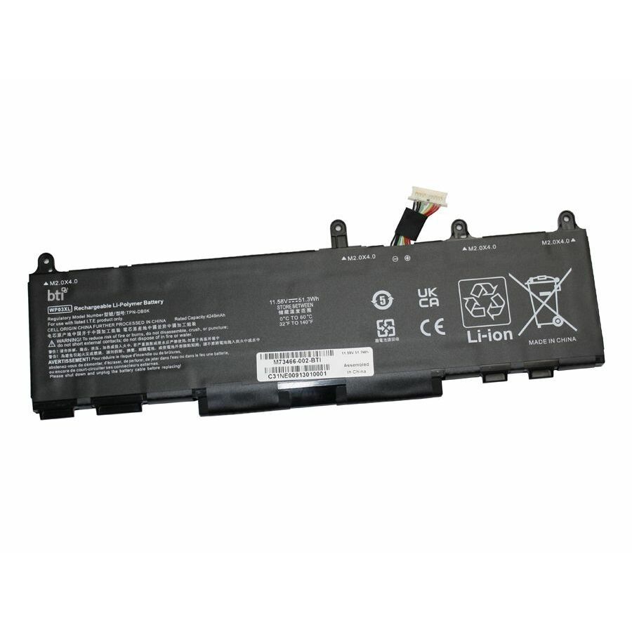 BTI M73466-005-BTI 3-CELL 11.58V LI-ION BATTERY HSTNN-IB9X, HSTNN-IB9Y, HSTNN-LB8V, HSTNN-OB2J, HSTNN-OB3B, M64304-171, M64304-1D1, M64304-2C1, M64304-2D1, M64304-421, M64304-AC1, M64304-AC2, M73466-002, M73466-005, TPN-DB0J, TPN-DB0K, WP03051XL, WP03051XL-PL, WP03XL