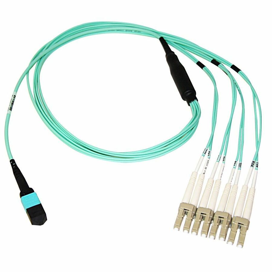 Axiom MPO Female to 4 LC Multimode OM3 50/125 Fiber Optic Breakout Cable - 2m TAA