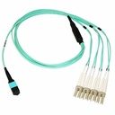 Axiom MPO Female to 4 LC Multimode OM3 50/125 Fiber Optic Breakout Cable - 2m TAA