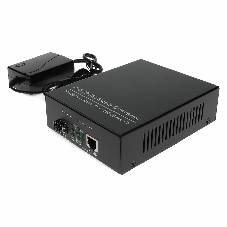 AddOn 10/100/1000Base-TX(RJ-45) to Open SFP Port POE Media Converter