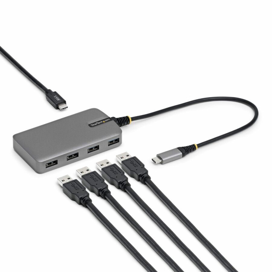 StarTech 4-Port USB-C Hub, 5Gbps, Bus Powered, 4x USB-A Ports, USB-C Auxiliary Power Input, Portable USB Type-C Hub