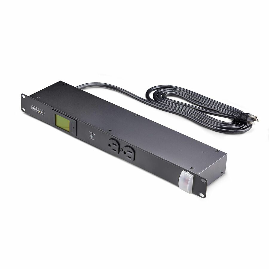 StarTech 8-Outlet Horizontal Rack Mount PDU, 1U Server Power Distribution Strip w/Surge Protector, 125V/15A, 8ft/2.4m Power Cord, TAA