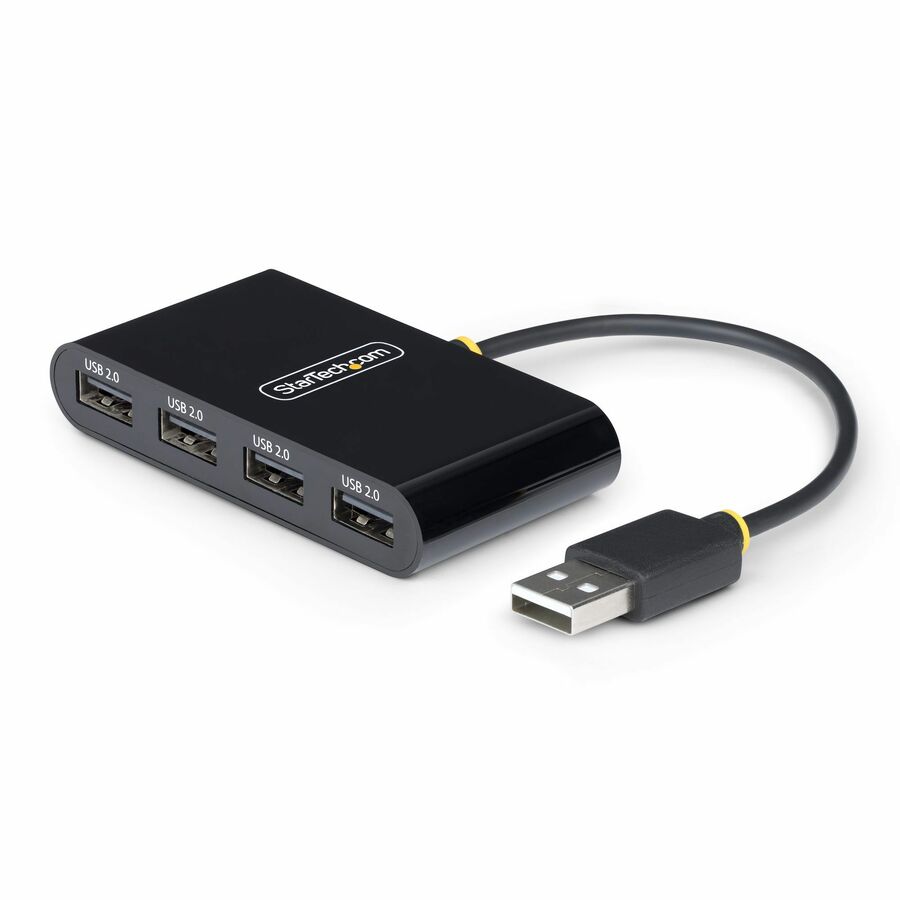 StarTech 4-Port USB 2.0 Hub, USB Bus Powered, Small Travel Mini USB Hub, Multi-Port USB 2.0 Splitter, Portable USB Hub, 480Mbps