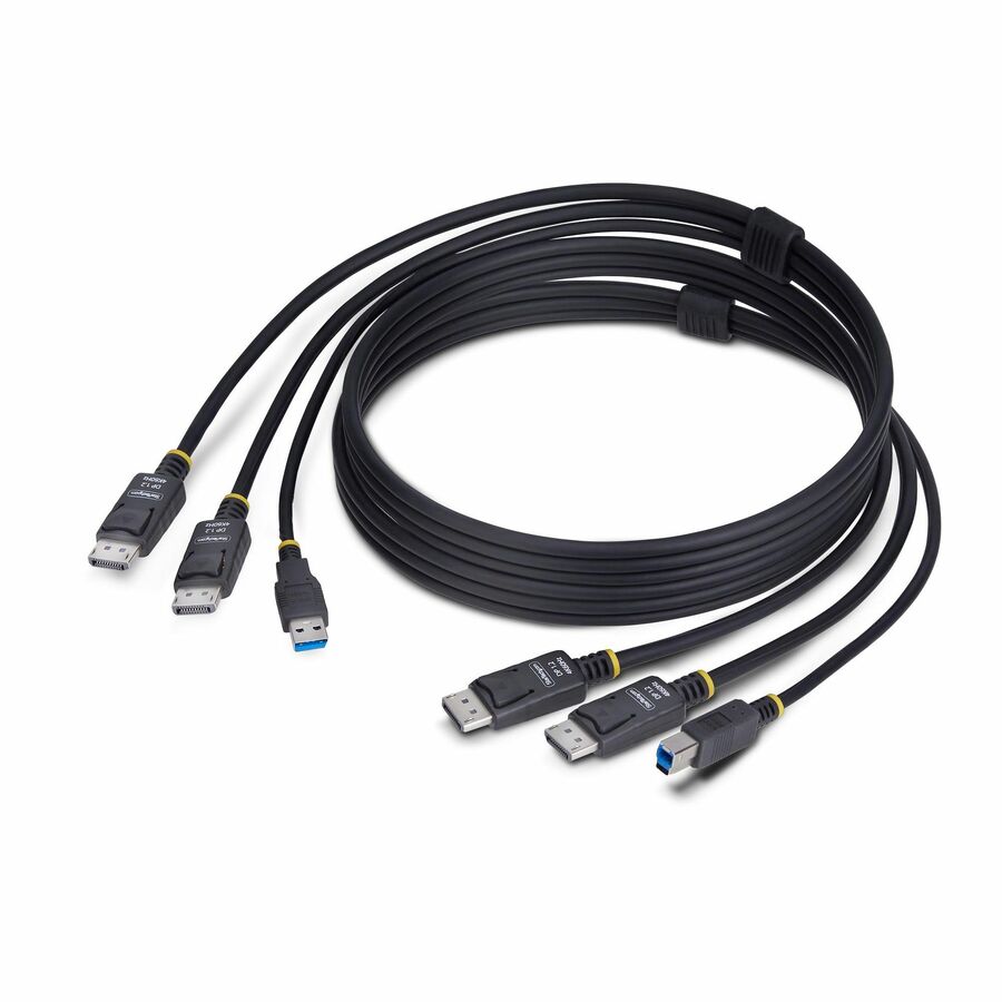 StarTech 6ft (1.8m) Dual-DisplayPort and USB 5Gbps KVM Cable, 4K 60Hz, Universally Compatible Combo Cable for KVM Switches