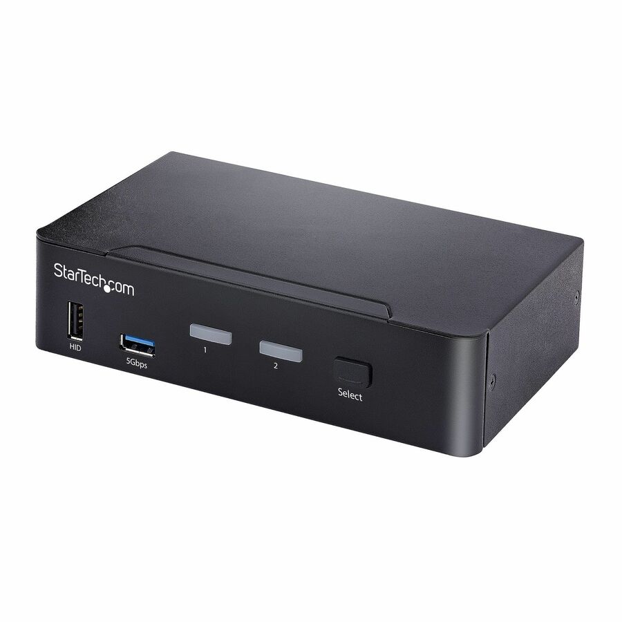 StarTech USB-C KVM Switch, 2 Port DisplayPort KVM w/ 4K 60Hz Video and 3.5mm Audio, KVM Switch w/ 6x USB Hub Ports, TAA