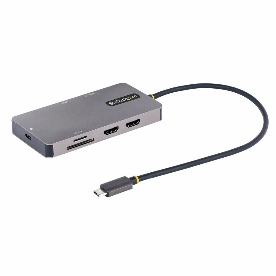 StarTech USB C Multiport Adapter, Dual HDMI, 4K 60Hz, 2x 5Gbps USB-A Hub, 100W Power Delivery, GbE, SD/MicroSD, USB C Mini Dock