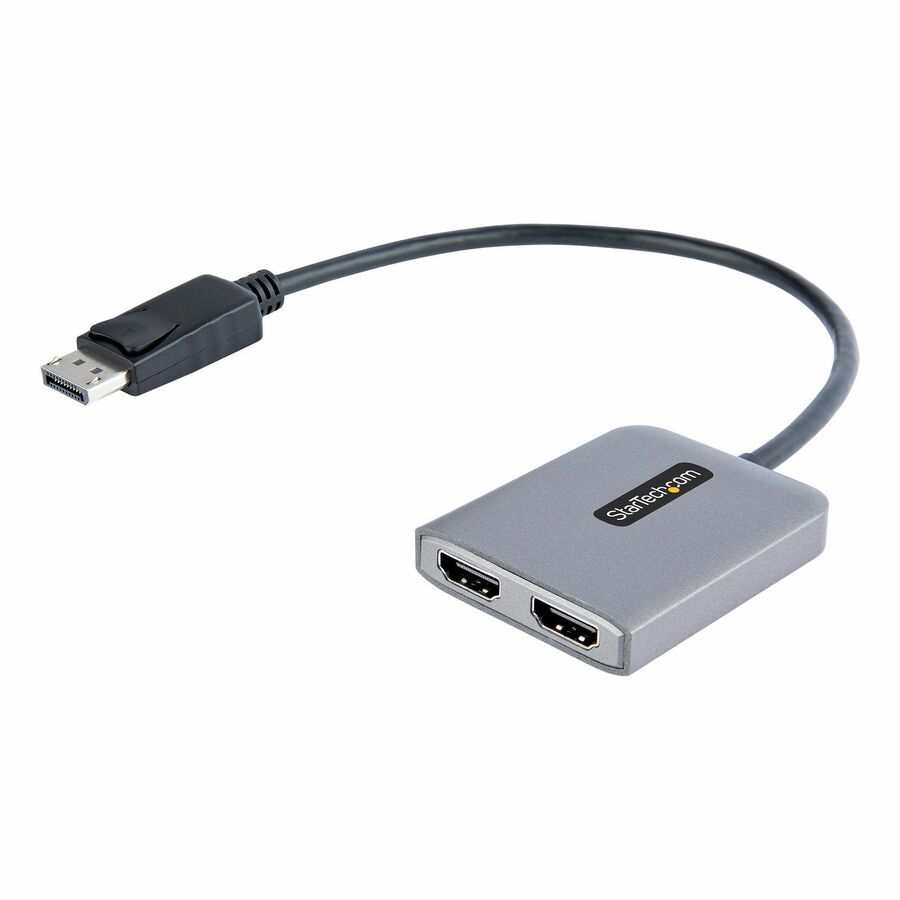 StarTech DP to Dual HDMI MST HUB, Dual HDMI 4K 60Hz, 2 Port DisplayPort Multi Monitor Adapter with 1ft/30cm Cable, DP 1.4 | DSC | HBR3