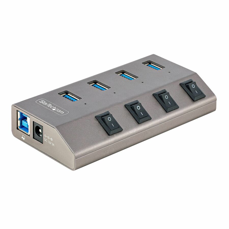 StarTech 4-Port Self-Powered USB-C Hub with Individual On/Off Switch, Desktop/Laptop USB-C to USB-A Hub, USB Type C Hub w/Power Supply