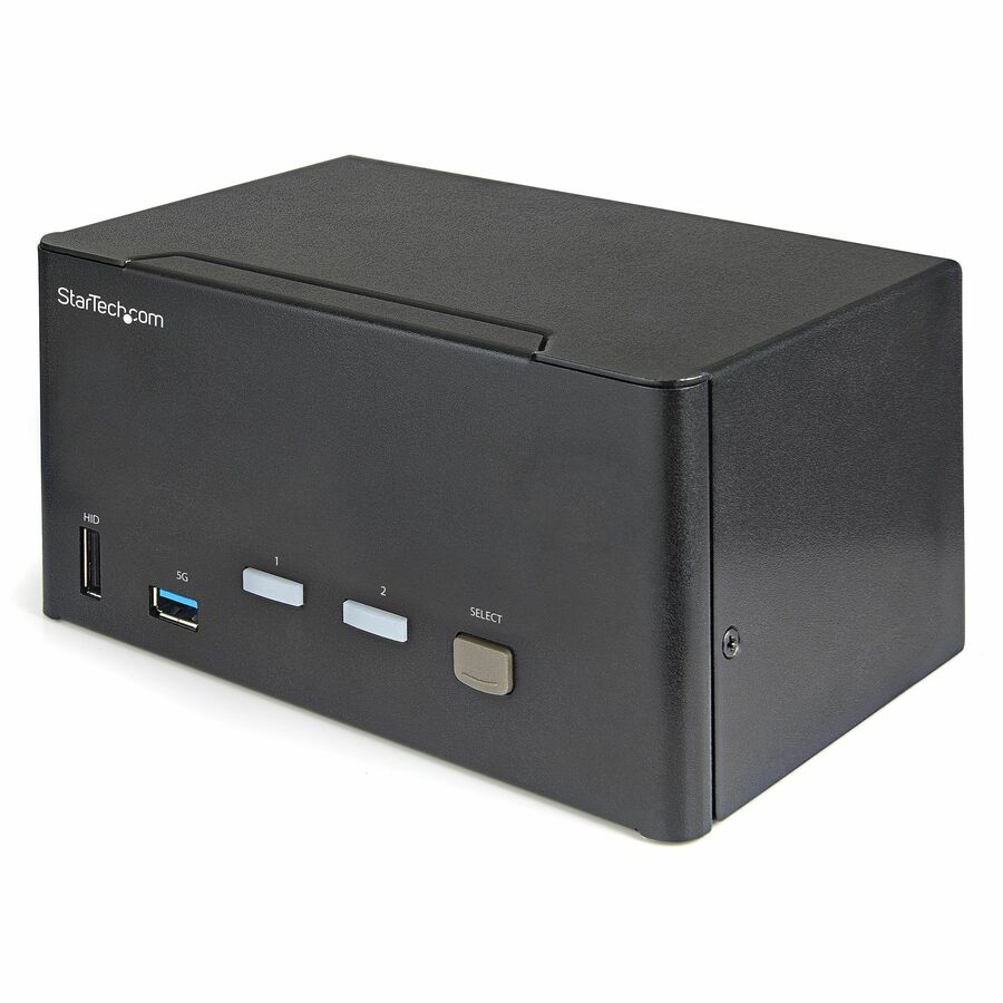 StarTech 2 Port Triple Monitor DisplayPort KVM Switch, 4K 60Hz UHD HDR, DP 1.2, 2 Port USB 3.0 Hub, 4x USB HID, Audio, Hotkey, TAA