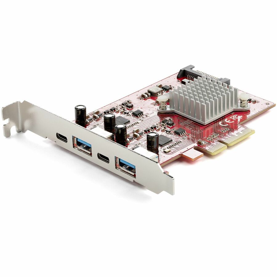 StarTech 4-Port USB PCIe Card, 10Gbps USB PCI Express Expansion Card w/2 Controllers, 2x USB-C & 2x USB-A ports (USB 3.2 Gen 2), TAA