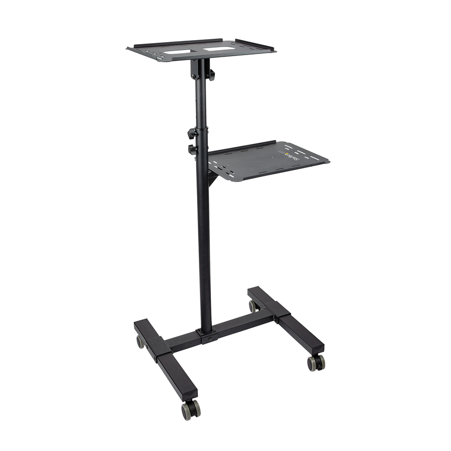 StarTech Mobile Projector and Laptop Stand/Cart, Heavy Duty Portable Projector Stand/Presentation Cart (22lb/shelf), Height Adjustable