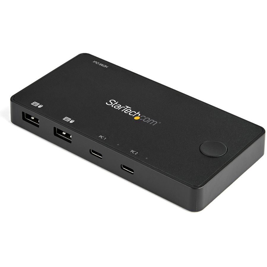 StarTech 2 Port USB C KVM Switch, 4K 60Hz HDMI, Compact UHD Desktop KVM Switch w/USB Type C Cables, Bus Powered MacBook ThinkPad, TAA