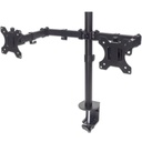 Dual Desk Mount for TV & Monitors (Full Motion), For screens 10" to 27" , Clamp Assembly, VESA compatability: 75x75 and 100x100mm - check the dimensions of the four mounting holes on back of screen to ensure it fits, Max 8kg (each), Black, Bracket