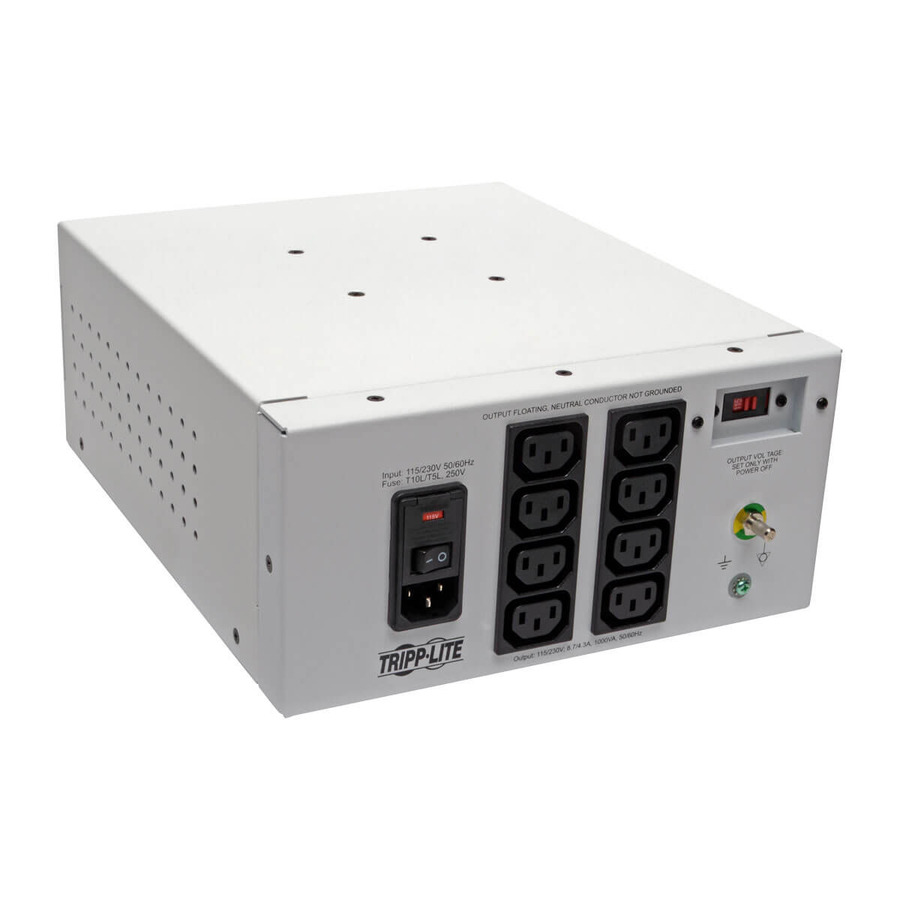 Eaton Tripp Lite Series Isolator Series Dual-Voltage 115/230V 1000W 60601-1 Medical-Grade Isolation Transformer, C14 Inlet, 8 C13 Outlets