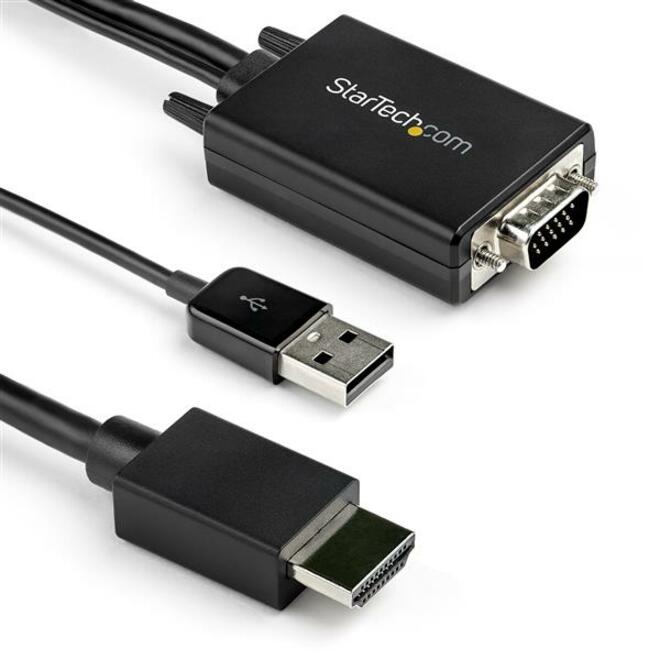 StarTech 2m VGA to HDMI Converter Cable with USB Audio Support - 1080p Analog to Digital Video Adapter Cable - Male VGA to Male HDMI