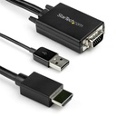 StarTech 2m VGA to HDMI Converter Cable with USB Audio Support - 1080p Analog to Digital Video Adapter Cable - Male VGA to Male HDMI