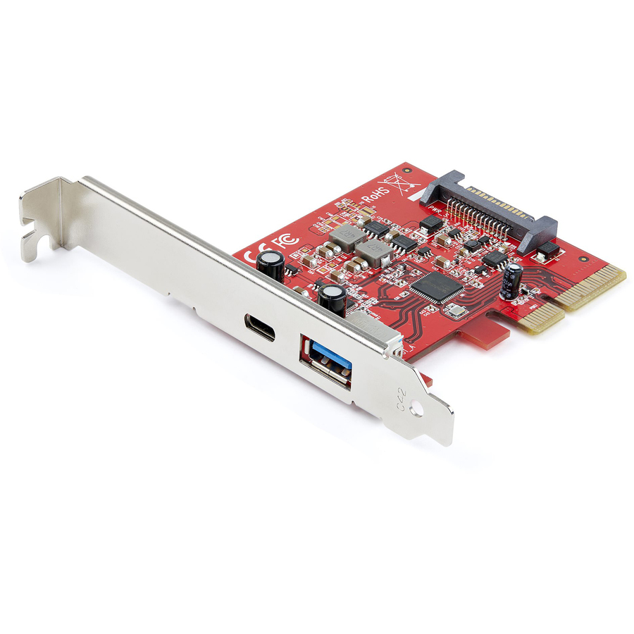 StarTech 2-Port 10Gbps USB-A & USB-C PCIe Card Adapter, USB 3.2 Gen 2 PCI Express Expansion Add-On Card, Windows, macOS, Linux, TAA