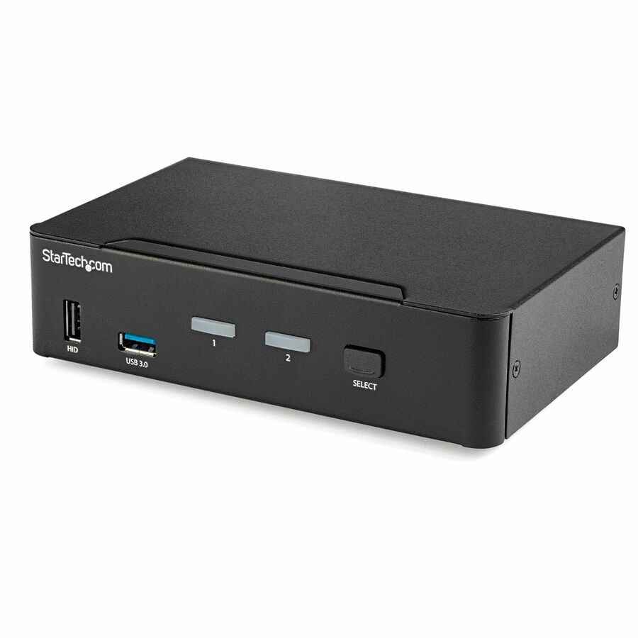 StarTech 2 Port DisplayPort KVM Switch - 4K 60Hz - Single Display - UHD DP 1.2 USB KVM Switch with USB 3.0 Hub & Audio - TAA Compliant