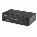 StarTech 2 Port DisplayPort KVM Switch - 4K 60Hz - Single Display - UHD DP 1.2 USB KVM Switch with USB 3.0 Hub & Audio - TAA Compliant