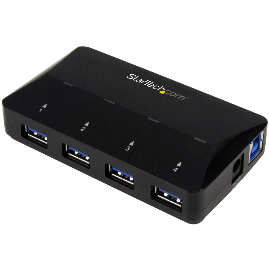 StarTech 4-Port USB 3.0 Hub plus Dedicated Charging Port - 5Gbps - 1 x 2.4A Port - Desktop USB Hub and Fast-Charging Station