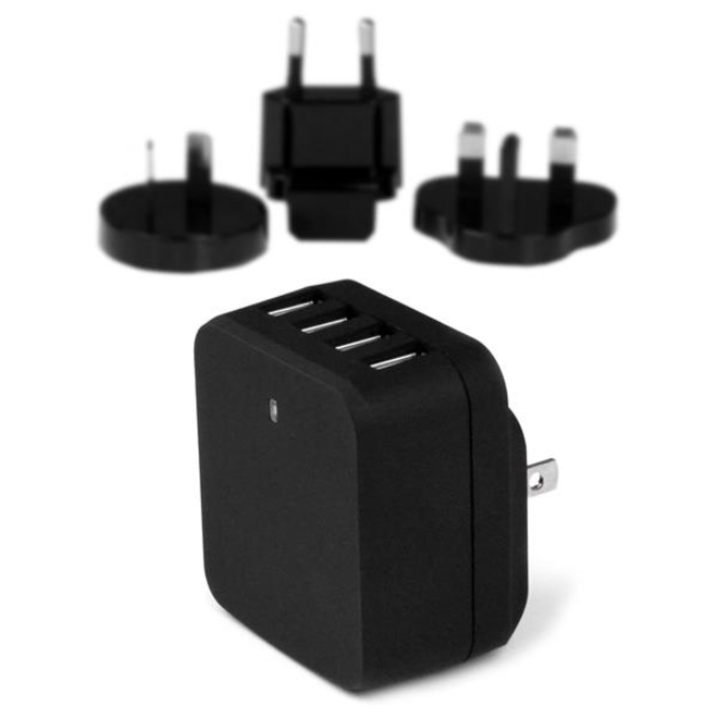 StarTech Travel USB Wall Charger - 4 Port - Black - Universal Travel Adapter - International Power Adapter - USB Charger