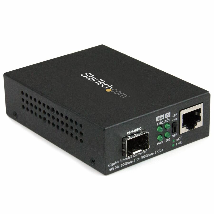 StarTech Gigabit Ethernet Fiber Media Converter with Open SFP Slot, Supports 10/100/1000 Networks, TAA