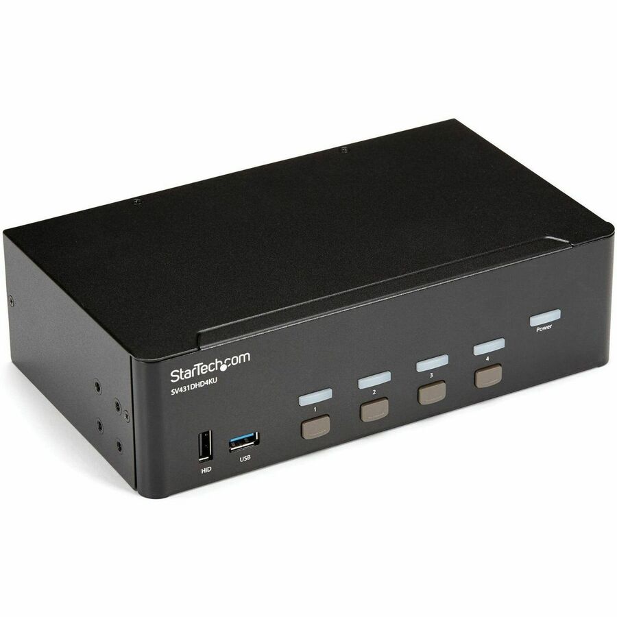 StarTech 4 Port HDMI KVM Switch, 4K 30Hz, Dual Display, TAA