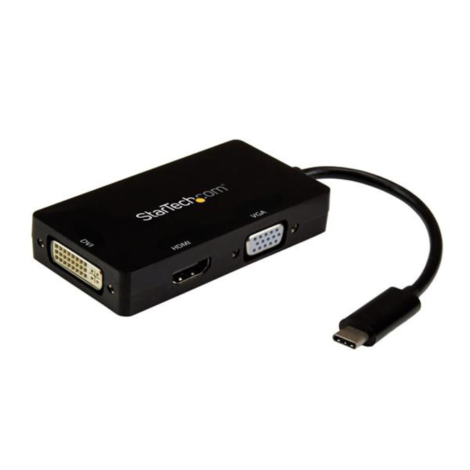 StarTech USB-C Multiport Video Adapter - 3-in-1 USB Type-C Video Adapter - USB-C to VGA, DVI, HDMI - 4K 30 Hz - CDPVGDVHDBP