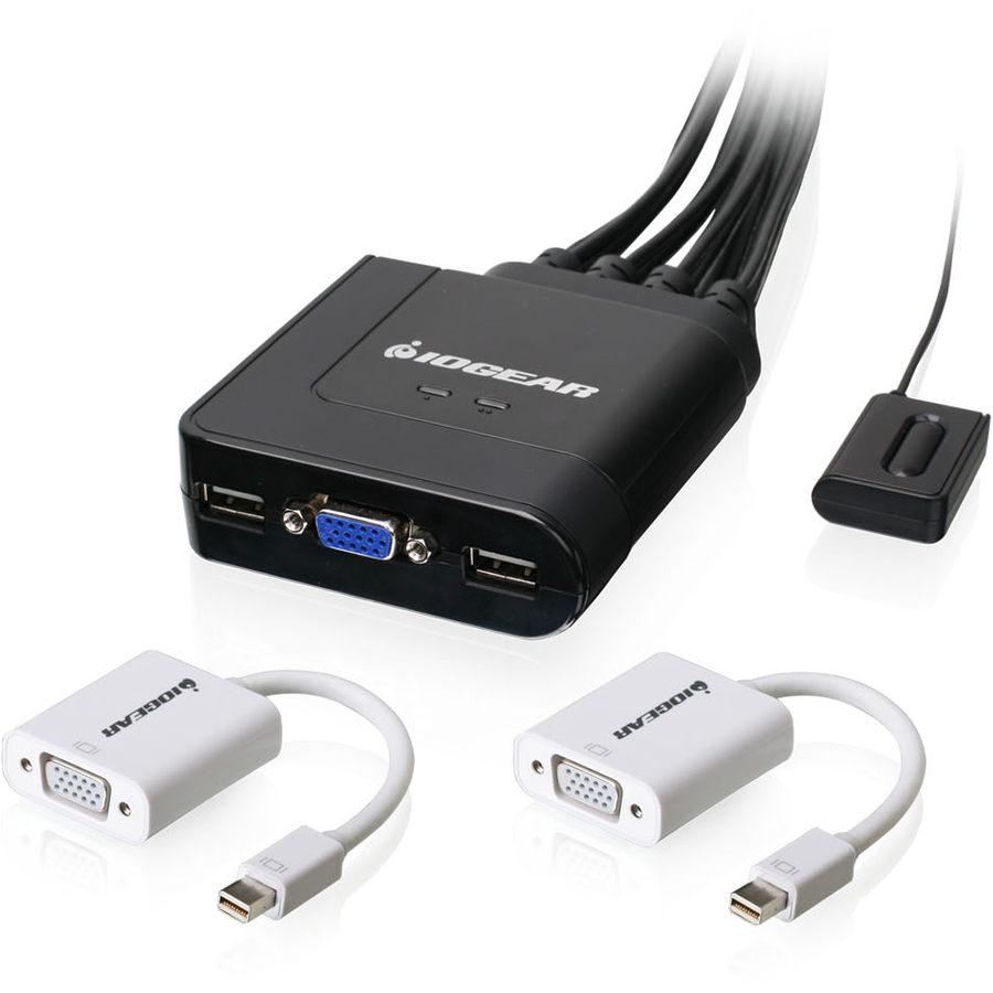 IOGEAR 2-Port USB VGA Cable KVM with Mini DisplayPort Adapters