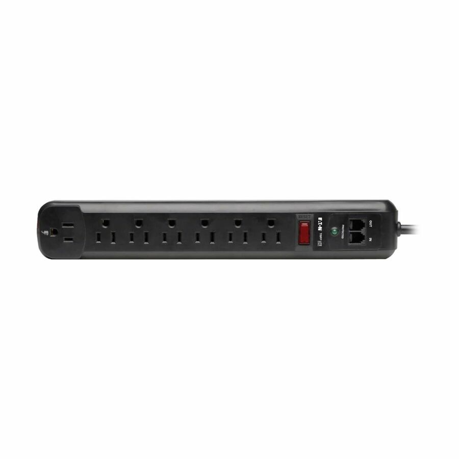 Eaton Tripp Lite Series Protect It! 7-Outlet Surge Protector, 6 ft. (1.83 m) Cord, 1080 Joules, Modem/Fax Protection, Black Housing