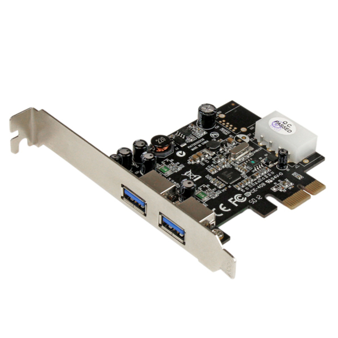 StarTech 2 Port PCI Express (PCIe) SuperSpeed USB 3.0 Card Adapter with UASP - 5Gbps - LP4 Power