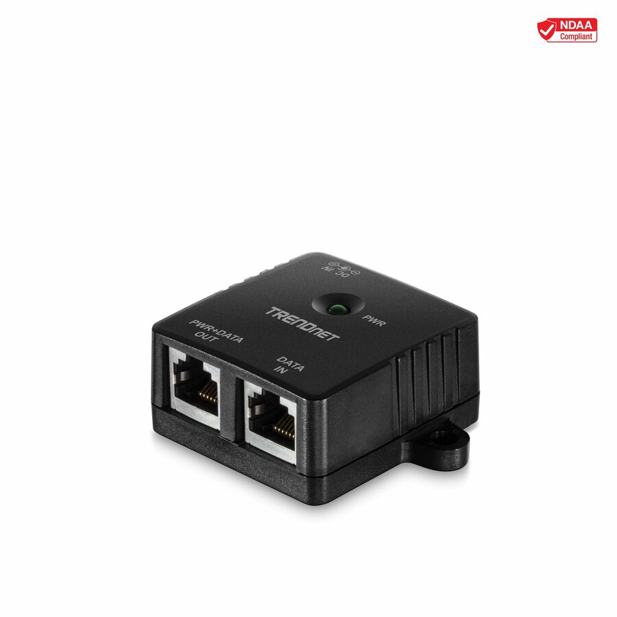TRENDnet Gigabit Power Over Ethernet Injector, Full Duplex Gigabit Speeds, 1 x Gigabit Ethernet Port, 1 x PoE Gigabit Ethernet Port, Network Devices Up To 100M (328 ft), 15.4W, Black, TPE-113GI