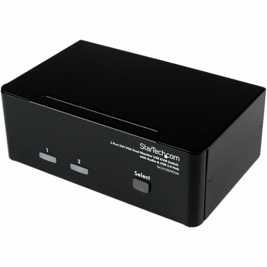 StarTech 2 Port DVI VGA Dual Monitor KVM Switch USB with Audio & USB 2.0 Hub, TAA