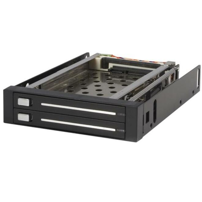 StarTech 2 Drive 2.5in Trayless Hot Swap SATA Mobile Rack Backplane - Storage bay adapter - black
