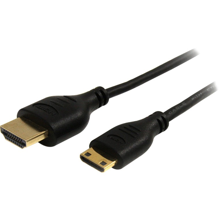 StarTech 6ft Mini HDMI to HDMI Cable with Ethernet, 4K 30Hz High Speed Slim Mini HDMI 1.4 (Type-C) Device to HDMI Adapter Cable/Cord