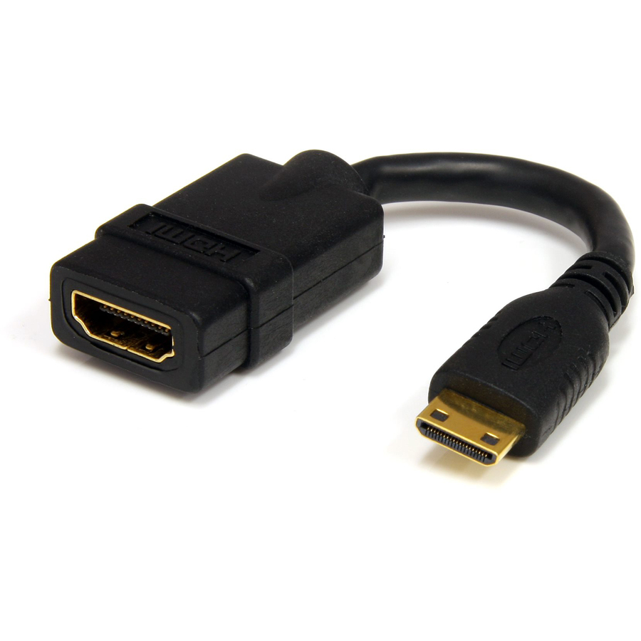 StarTech 5in Mini HDMI to HDMI Adapter, 4K High Speed HDMI Adapter, 4K 30Hz Ultra HD High Speed HDMI Adapter, UHD Mini HDMI Adapter 4K