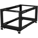StarTech 4-Post 8U Mobile Open Frame Server Rack, 19in Network Rack with Casters, Small Rolling Rack for Computer/AV/Data/IT Equipment