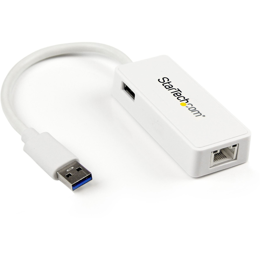 StarTech USB 3.0 to Gigabit Ethernet Adapter NIC w/ USB Port - White
