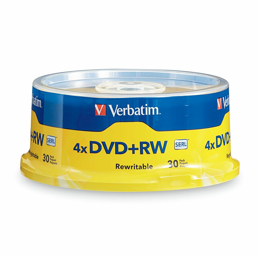 Verbatim 94834 DVD Rewritable Media - DVD+RW - 4x - 4.70 GB - 30 / Pack - Silver