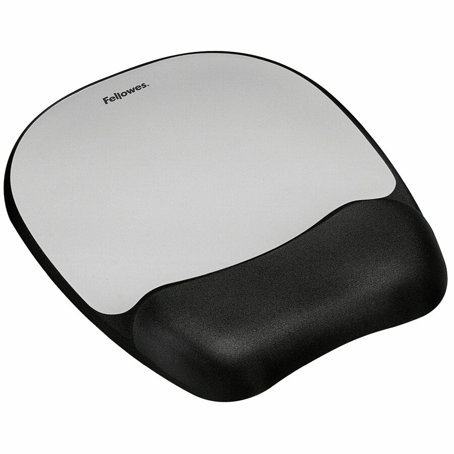 Fellowes® Memory Foam Mouse Pad Wrist Rest - Black/Silver (9175801)